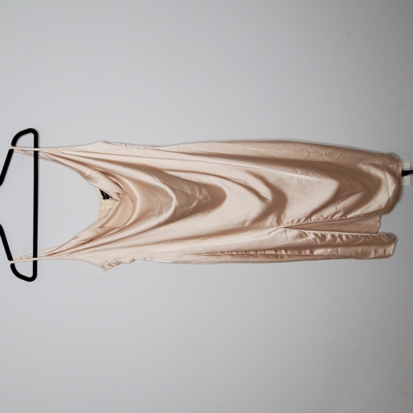 PRETTYLITTLETHING Champagne Satin Strappy Cowl Neck Sleeveless Midi Dress Sz 12 - Picture 8 of 8